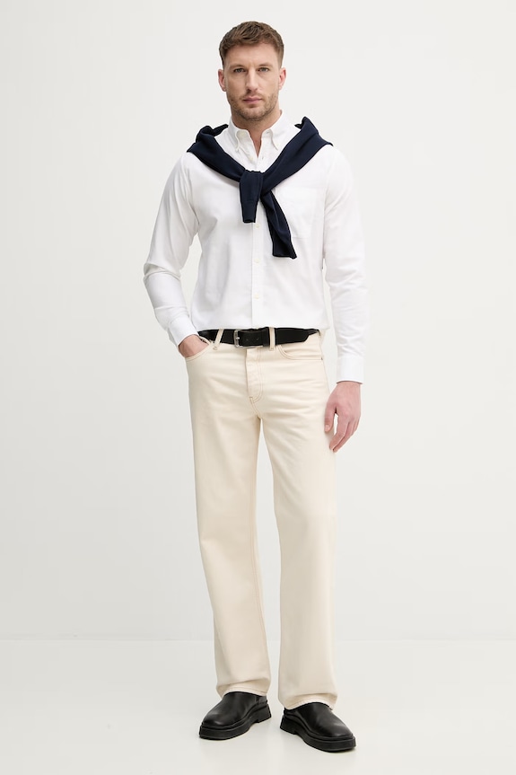 United Colors of Benetton риза мъжка памучна 5FGBUQ04C бял SS26