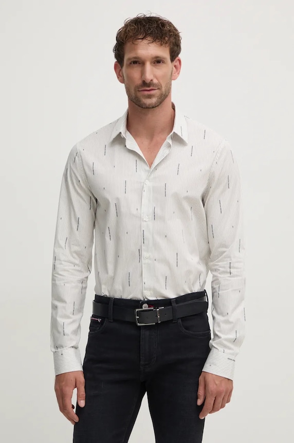 Armani Exchange camasa din bumbac cu modele alb 6DZC06.ZN5DZ