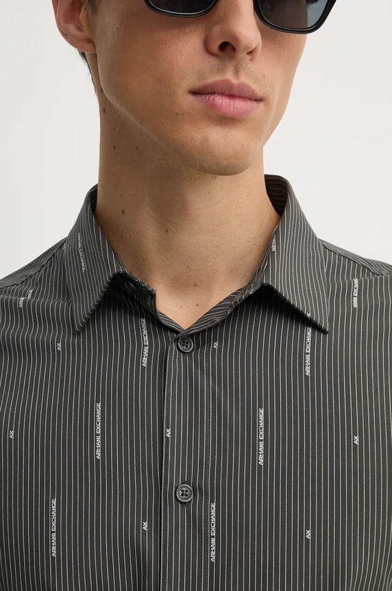 Armani Exchange koszula bawełniana 6DZC06.ZN5DZ szary AW24