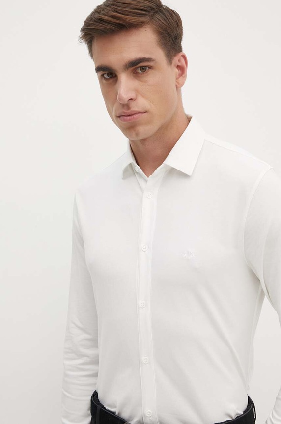 Armani Exchange koszula z elastanem biały 6DZCHJ.ZJEAZ