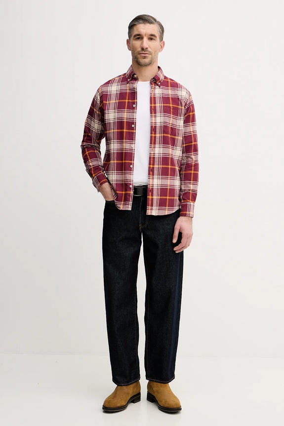 United Colors of Benetton cămașă din bumbac 5TCRUQ04W burgundia AW25