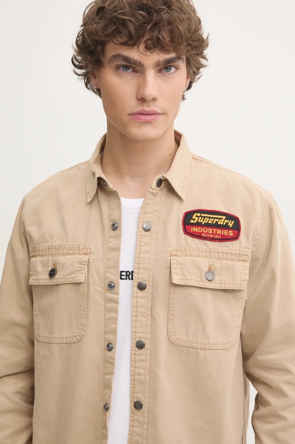 Superdry camasa din bumbac bej M4010891A.5YE
