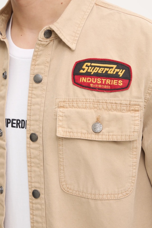 Superdry camasa din bumbac M4010891A.5YE bej