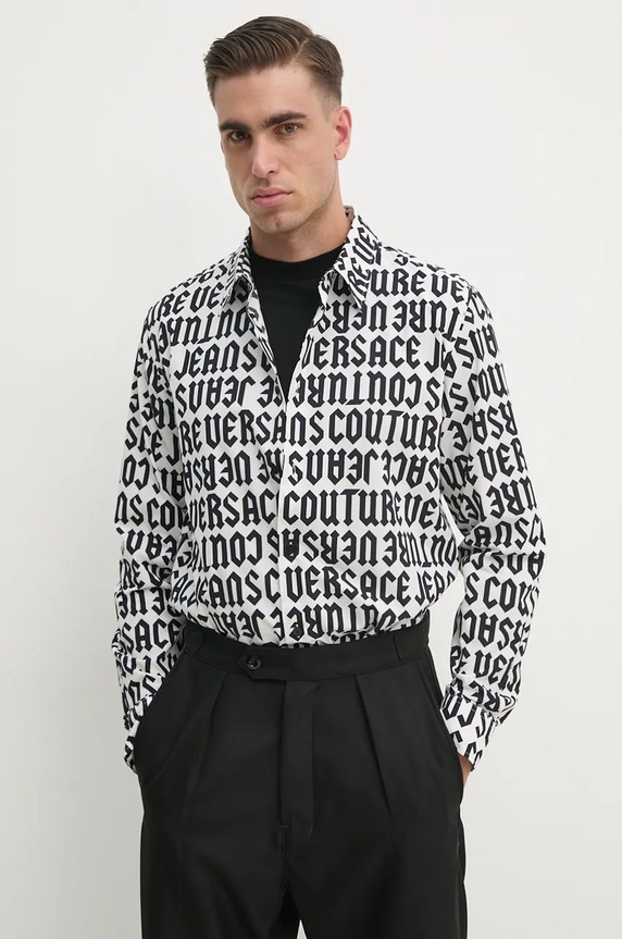 Versace Jeans Couture koszula bawełniana wzorzyste biały 77GAL2R0.NS469