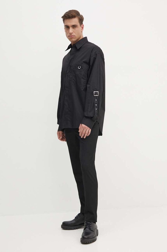 Βαμβακερό πουκάμισο Versace Jeans Couture 77GAL218.N0132 μαύρο AW24