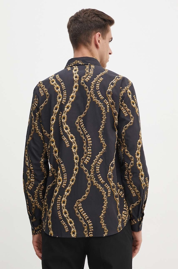 Ρούχα Βαμβακερό πουκάμισο Versace Jeans Couture 77GAL2R1.NS485 μαύρο