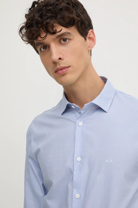 Bavlnená košeľa Armani Exchange modrá 6DZC22.ZN5SZ