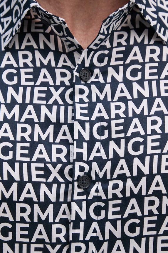 Armani Exchange camasa din bumbac 6DZC45.ZNZRZ bleumarin