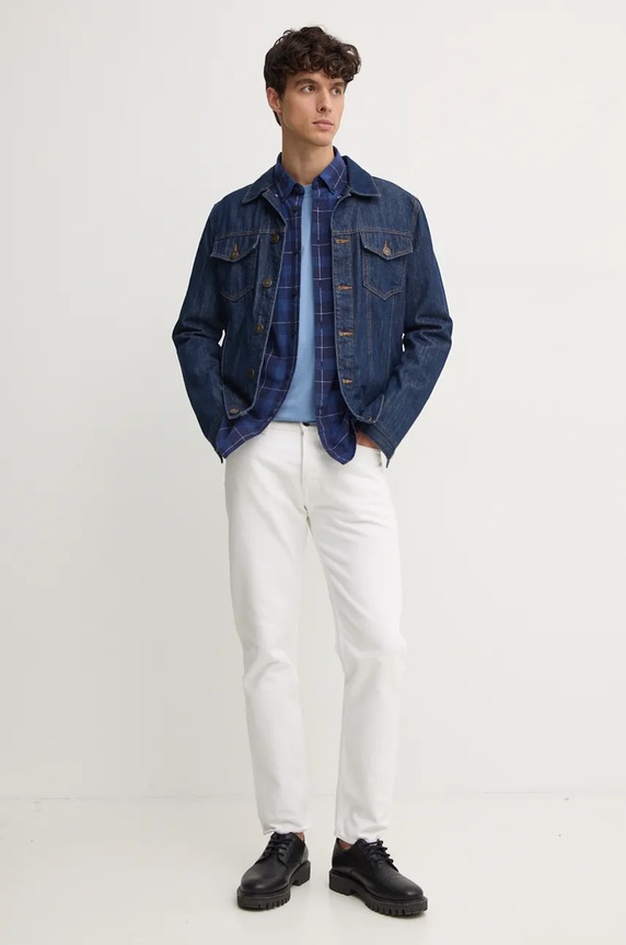 Pepe Jeans koszula bawełniana MITCHEL PM308722 granatowy AW24