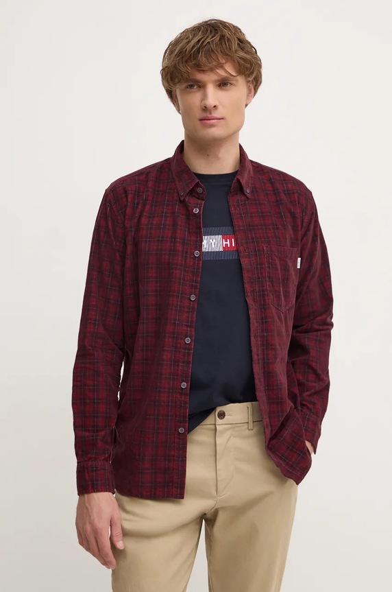 Košulja od velura Pepe Jeans MAREL regular bordo PM308725