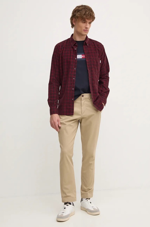 Košulja od velura Pepe Jeans MAREL PM308725 bordo AW24
