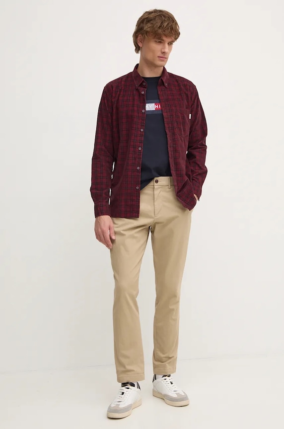 Košulja od velura Pepe Jeans MAREL PM308725 bordo AW24