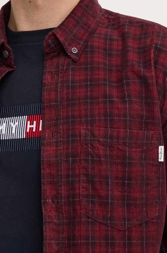 Košulja od velura Pepe Jeans MAREL PM308725 bordo