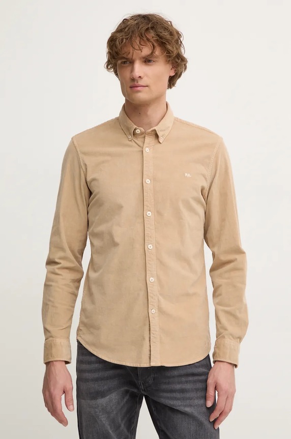 Pepe Jeans koszula sztruksowa MILLER z elastanem beżowy PM308730