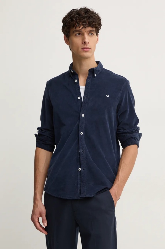 Pepe Jeans koszula sztruksowa MILLER z elastanem granatowy PM308730