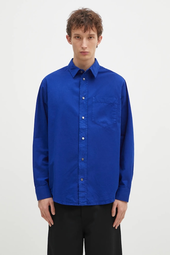 Памучна риза Wood Wood Nico Shirt свободна син 12435300.1189