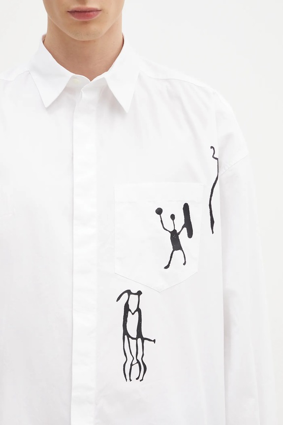 Памучна риза Wood Wood Rofus Oversized Print Shirt бял 12435315.1226