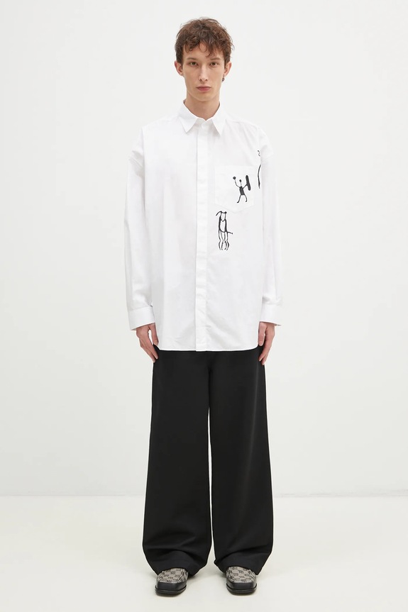 Памучна риза Wood Wood Rofus Oversized Print Shirt 12435315.1226 бял