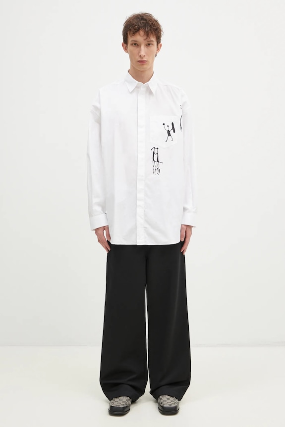 Памучна риза Wood Wood Rofus Oversized Print Shirt 12435315.1226 бял