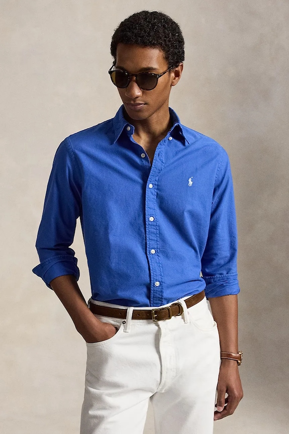 Polo Ralph Lauren košile pánská bavlněná modrá 710805564