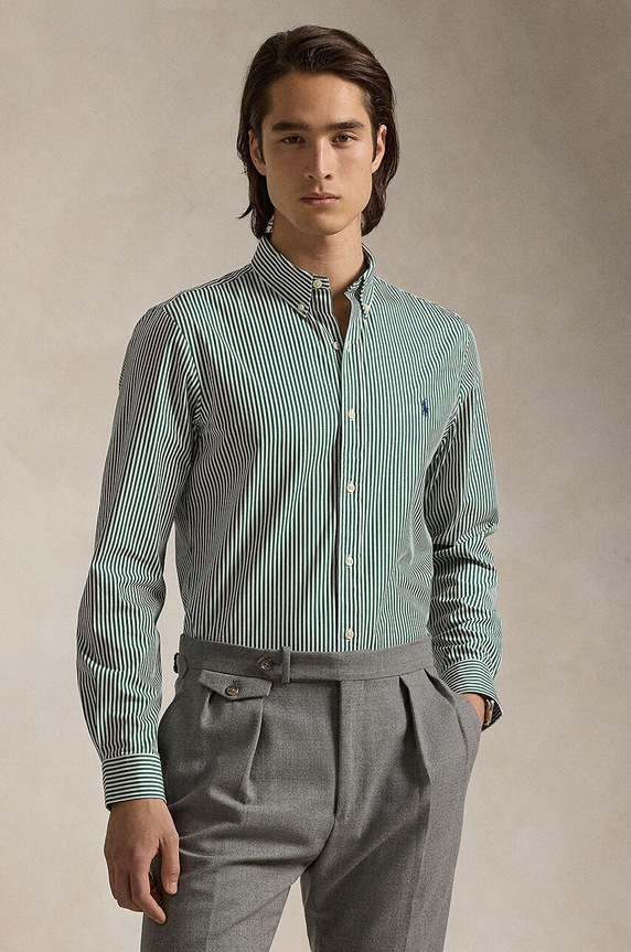 Polo Ralph Lauren риза мъжка от памук стандартна зелен 710929346