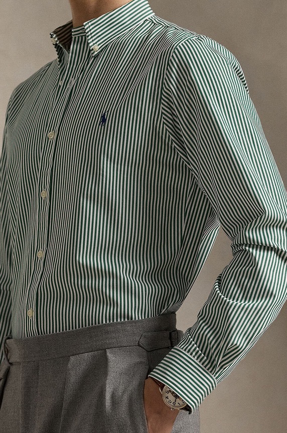 Polo Ralph Lauren риза мъжка от памук зелен 710929346