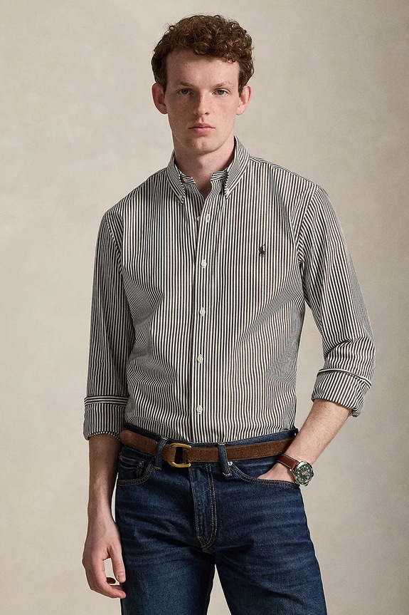 Polo Ralph Lauren koszula męska bawełniana brązowy 710929346