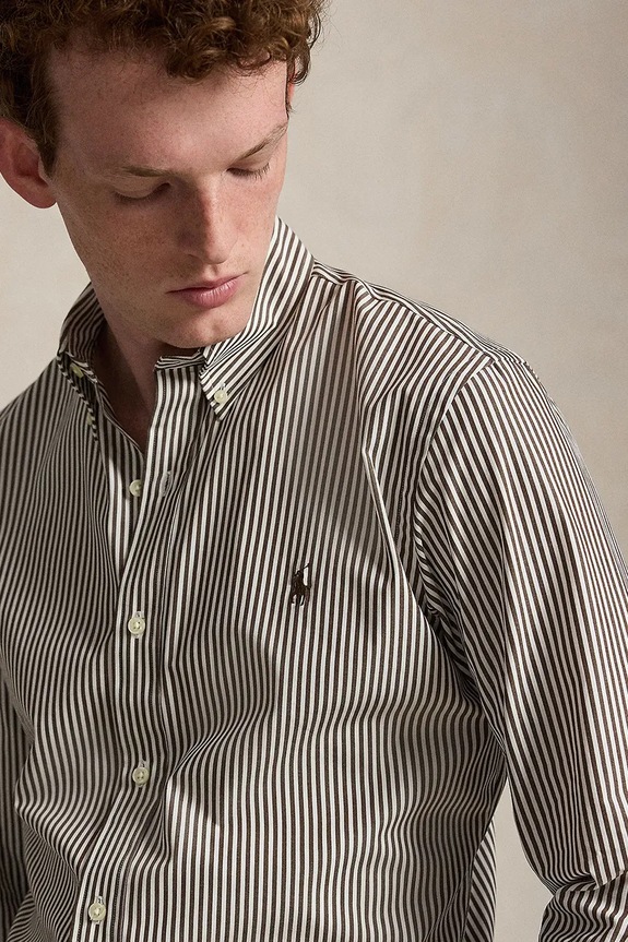 Polo Ralph Lauren koszula męska bawełniana brązowy 710929346