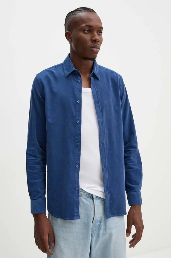 Samsoe Samsoe camicia in velluto a coste SALIAM semplice blu navy M10000028