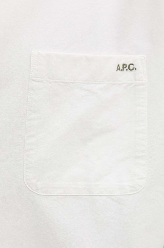 A.P.C. camasa din bumbac Chemise Mateo Logo COHAH.H12599 alb SS26