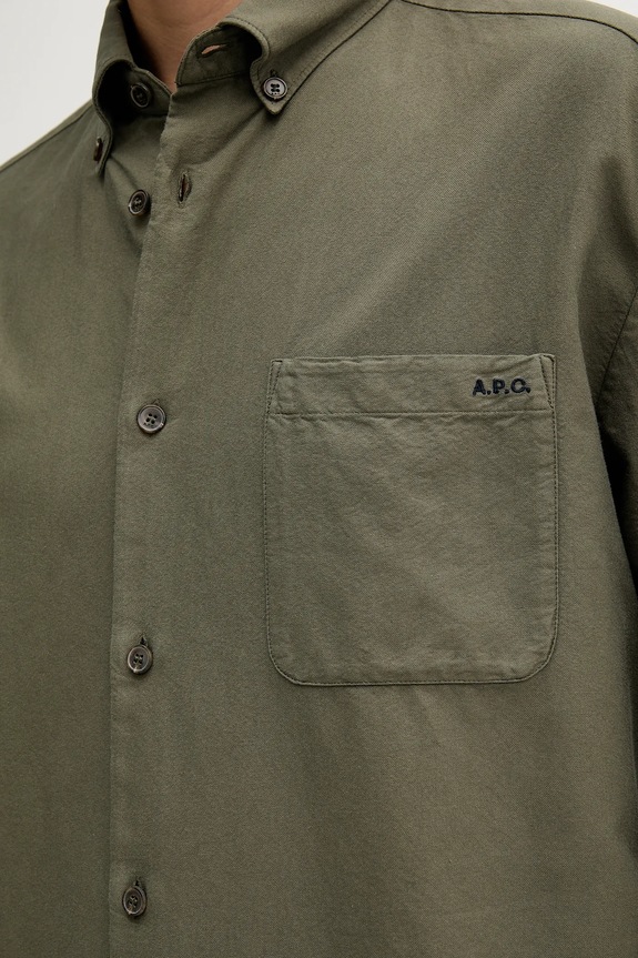 Βαμβακερό πουκάμισο A.P.C. Chemise Mateo Logo COHAH.H12599 πράσινο