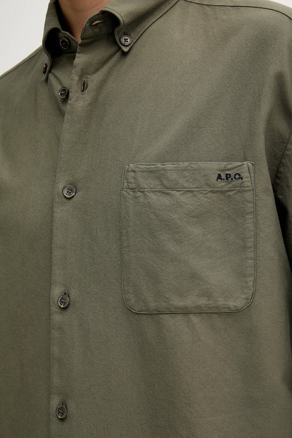 Βαμβακερό πουκάμισο A.P.C. Chemise Mateo Logo COHAH.H12599 πράσινο