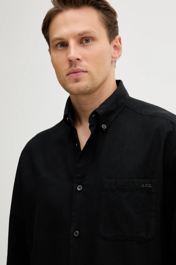 A.P.C. camicia in cotone Chemise Mateo Logo nero COHAH.H12599