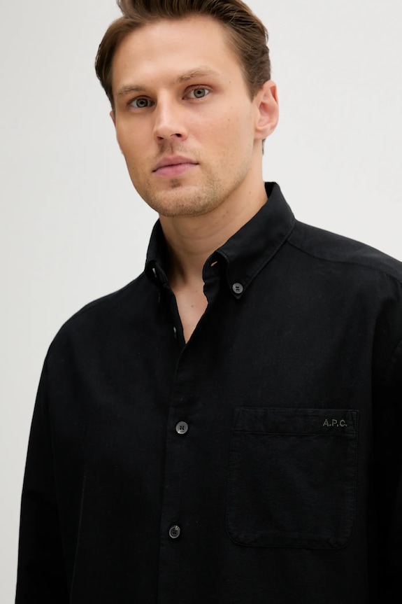 A.P.C. camicia in cotone Chemise Mateo Logo nero COHAH.H12599