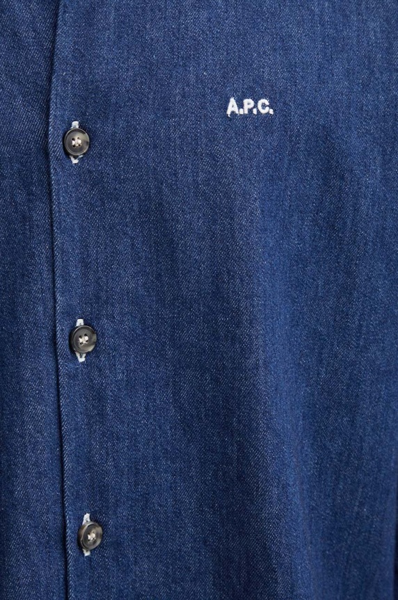 A.P.C. koszula jeansowa chemise mathias logo COHAL.H12586 granatowy AW24