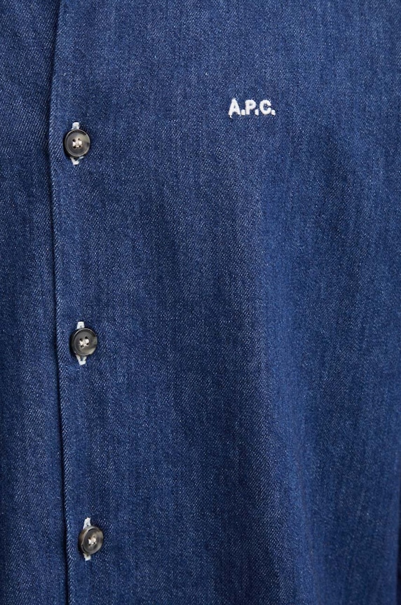A.P.C. koszula jeansowa chemise mathias logo COHAL.H12586 granatowy AW24