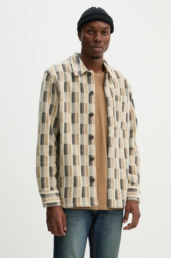 A.P.C. camasa de lana surchemise stanley lung bej WVBDG.H02989