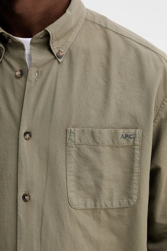 A.P.C. camasa din bumbac Chemise Mateo Logo COHAH.H12599.JAA verde