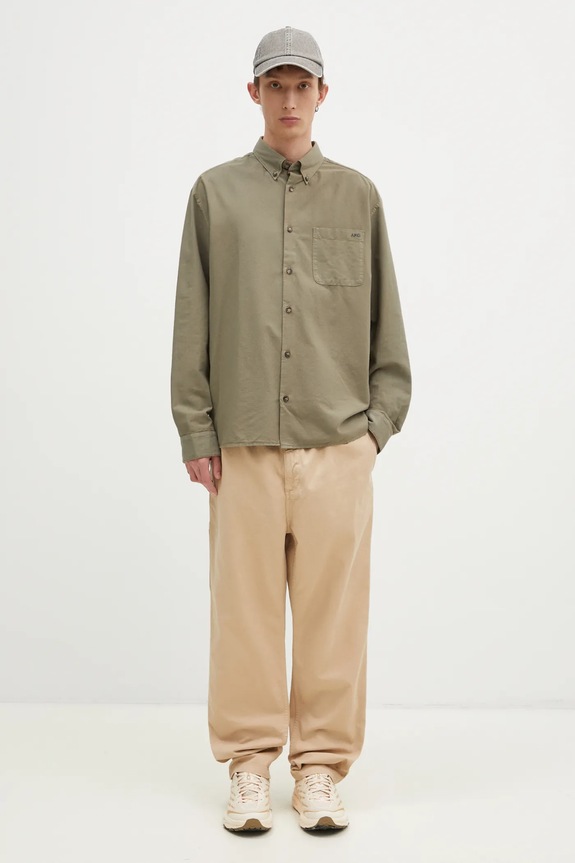 Bavlněná košile A.P.C. Chemise Mateo Logo COHAH.H12599.JAA zelená