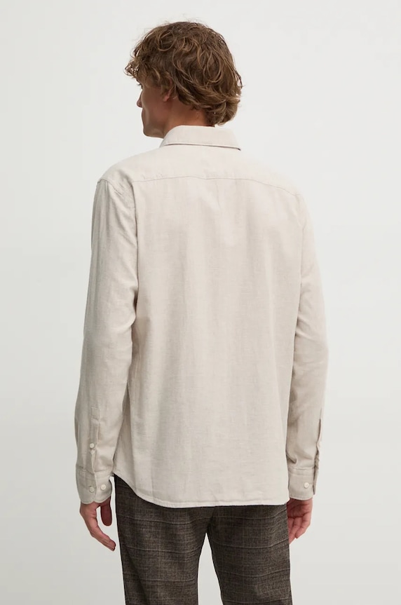 Βαμβακερό πουκάμισο BOSS μπεζ 50527586