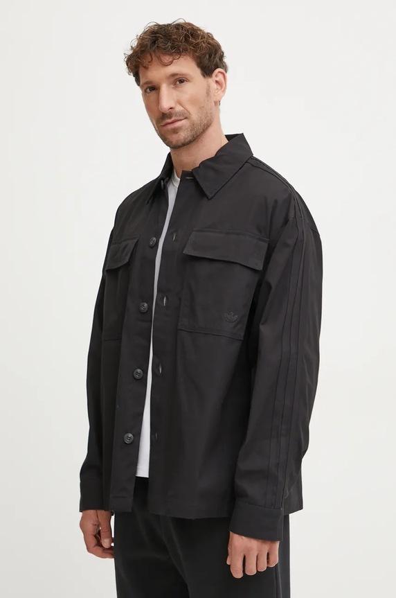 Bavlnená košeľa adidas Originals Premium Essentials Shirt relaxed čierna IW0996