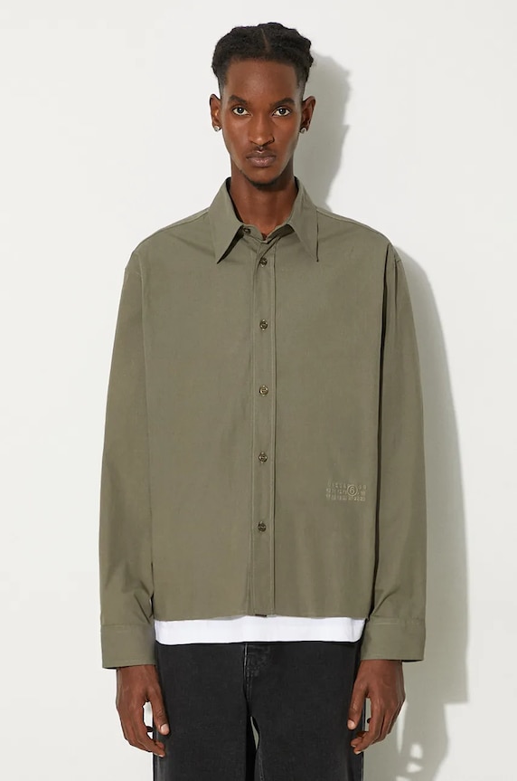 MM6 Maison Margiela cotton shirt classic green SH0DT0012.M35152