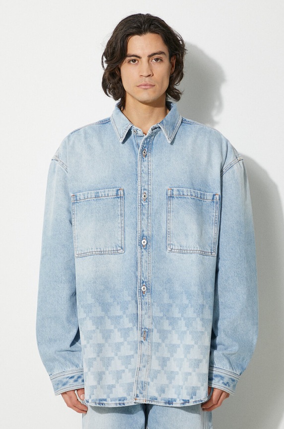 Джинсова куртка Marcelo Burlon Laser Cross Dnm Overshirt джинс блакитний CMYE01GF24DEN0014034