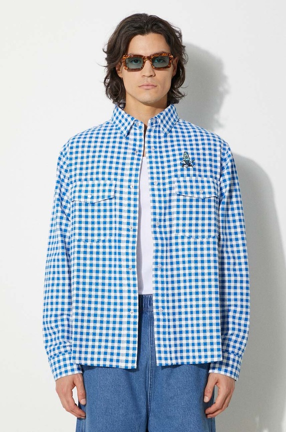 ICECREAM cotton shirt Longsleeve Printed Check Shirt cotton blue IC24222