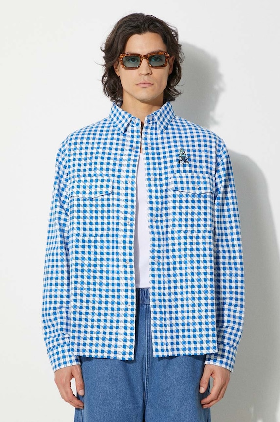 ICECREAM cotton shirt Longsleeve Printed Check Shirt cotton blue IC24222