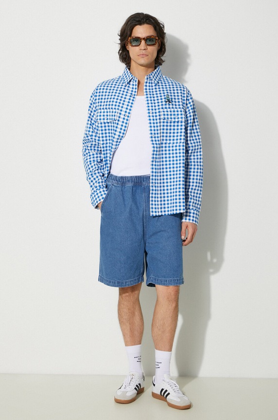 ICECREAM cotton shirt Longsleeve Printed Check Shirt IC24222 blue AW24