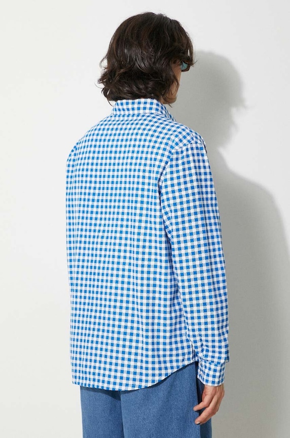 Clothing ICECREAM cotton shirt Longsleeve Printed Check Shirt IC24222 blue