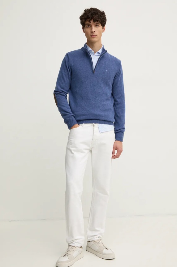 Bavlnená košeľa Sisley 5VJUSQ04C modrá AW24