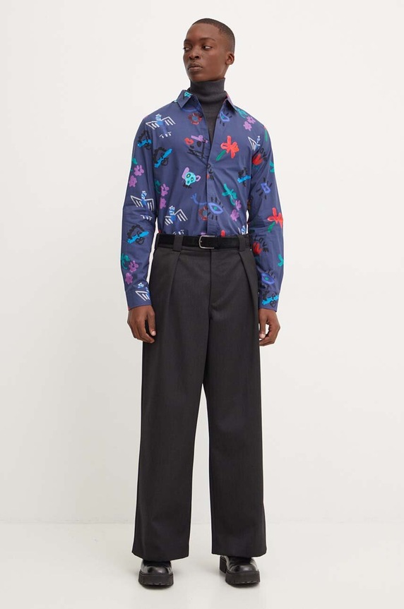 Desigual camasa din bumbac NUEVAJERSEY 24WMCW28 albastru AW24