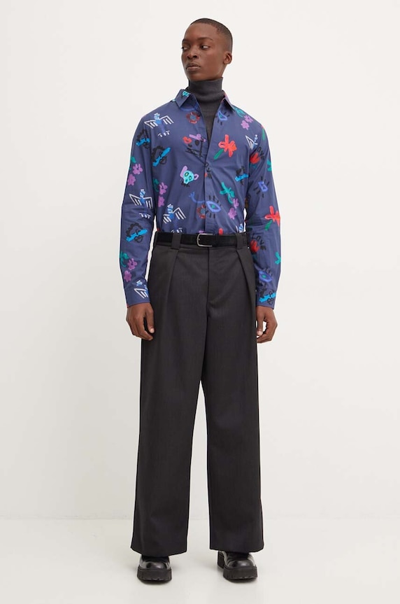 Desigual camasa din bumbac NUEVAJERSEY 24WMCW28 albastru AW24